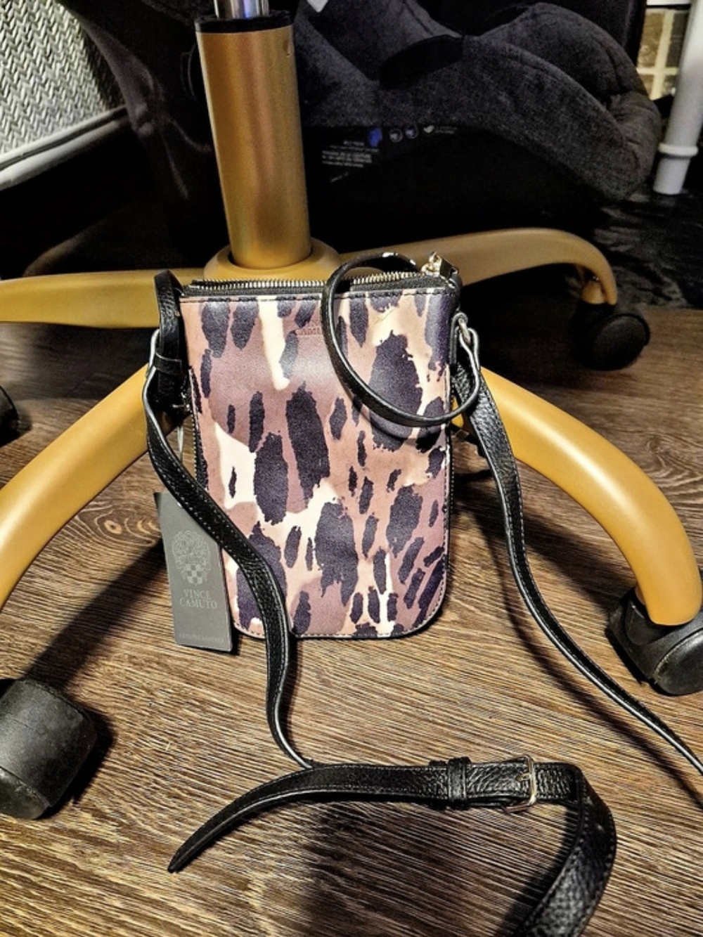 Vince Camuto Animal Print Crossbody Bag in Pink & Black NWT